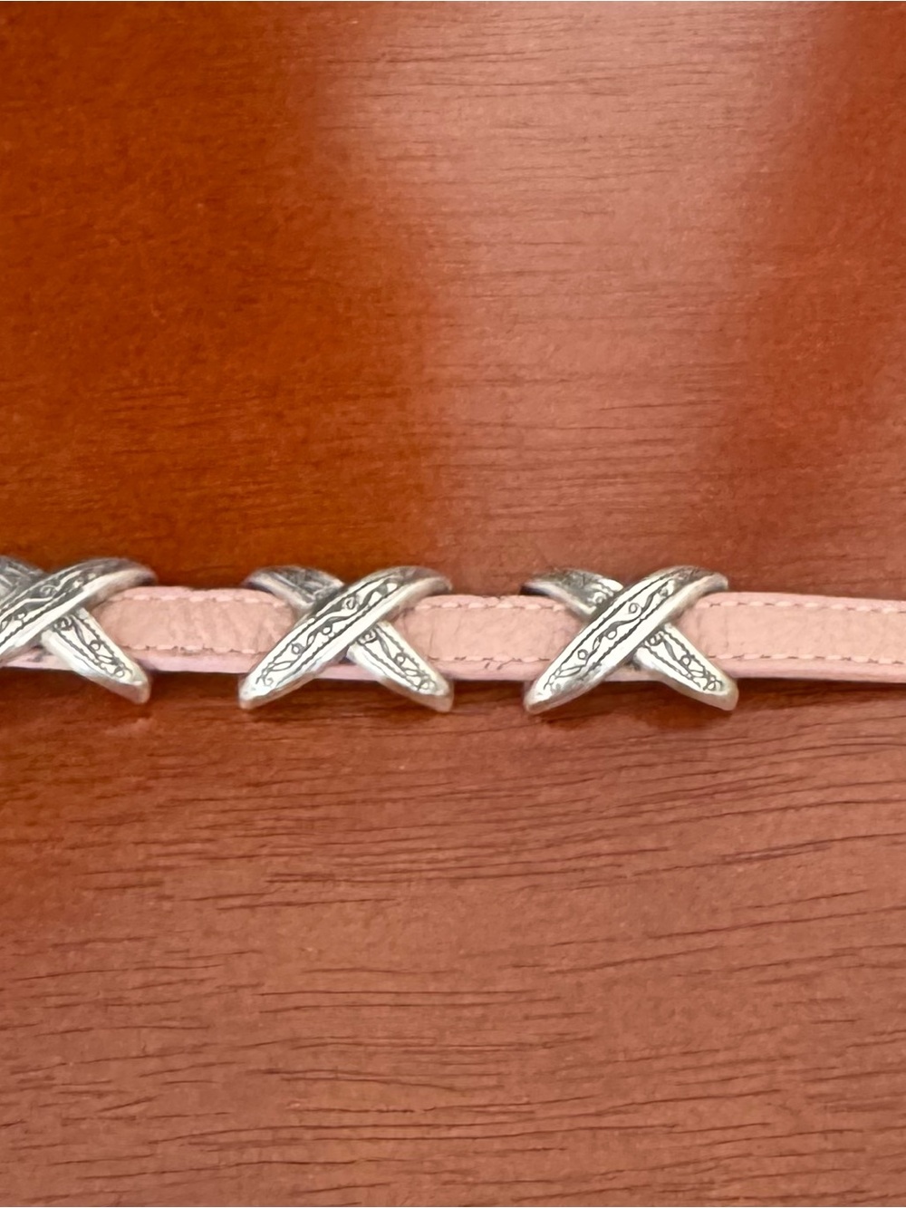 Brighton Pink Leather Bracelet with Silver X Links